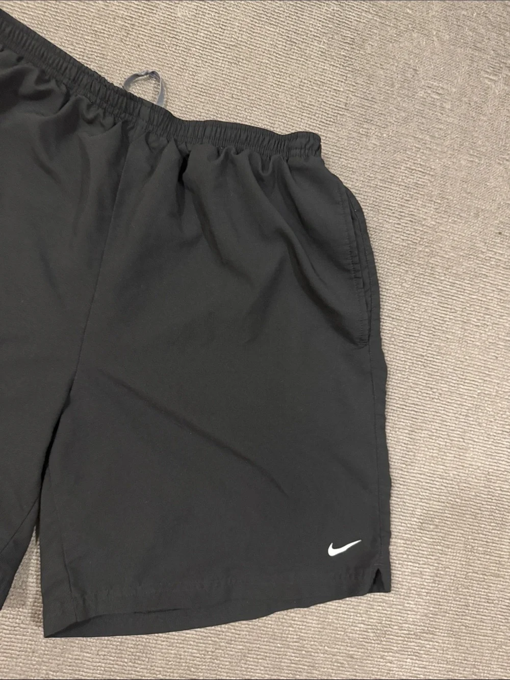 Nike Men’s Black Athletic Shorts with White Swoosh